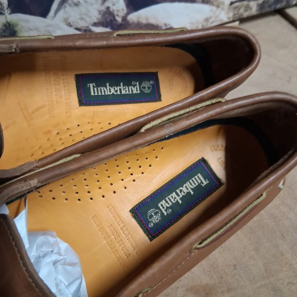 Timberland Classic 2-Eye Boat Shoes Mens 14 Brown Leather Deck Moccasins 25077